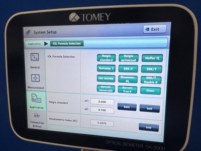 Biometer 2019 with Barret formula&nbsp;|&nbsp;TOMEY&nbsp;|&nbsp;OA-2000